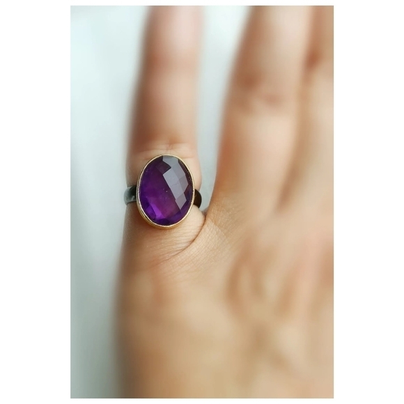 Amethyst ring in sterling silver 14k gold vermeil size 6 - Picture 5 of 7